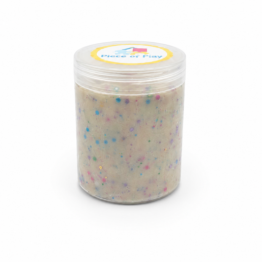 Piece of Play natuurlijke speelklei wit met gekleurde bio glitters