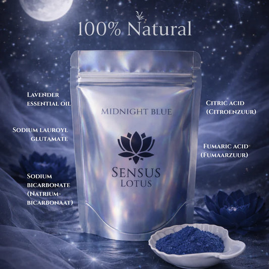 Sensus Lotus Poeder Midnight Blue nachtblauw kleurpoeder met lavendelgeur voor sensorisch waterspel